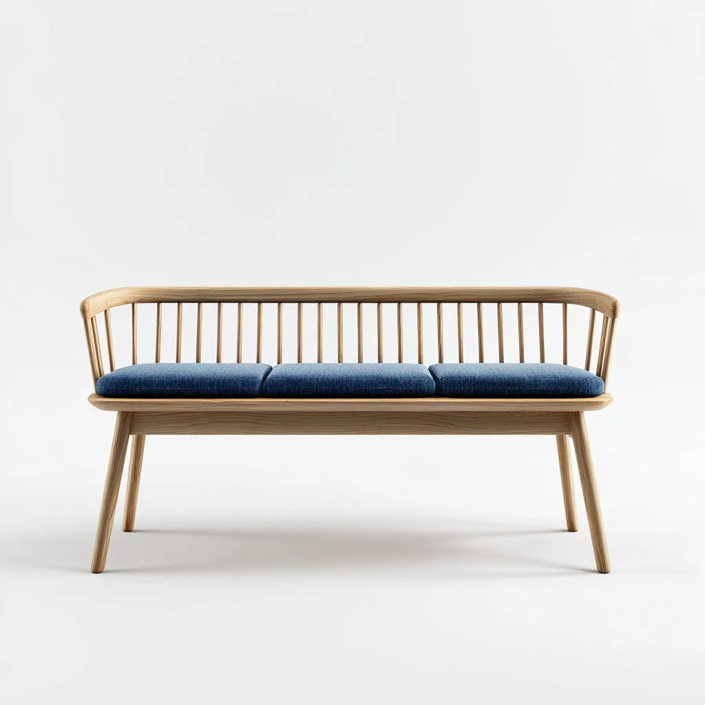 Divano Da Esterno 158×68×80 cm - legno naturale blu - con schienale a listelli per terrazza