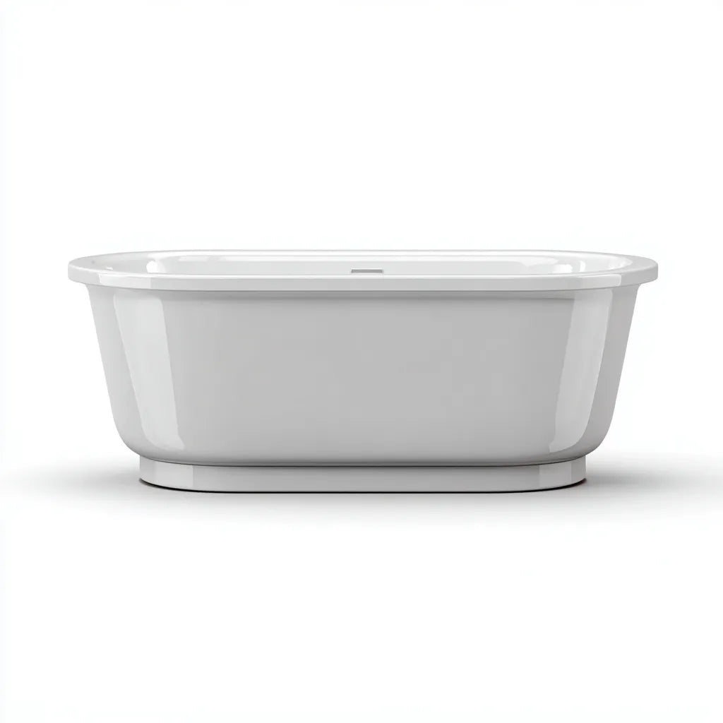 Vasca freestanding ovale 168×80×57 cm - acrilico bianco - bordo sottile contemporaneo