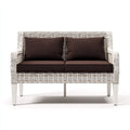 Divano da esterno 156×78×88 cm - bianco marrone - intreccio sintetico con braccioli
