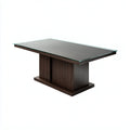 Tavolo da pranzo rettangolare vetro e legno 180×90×76 cm - marrone scuro trasparente - base centrale moderna