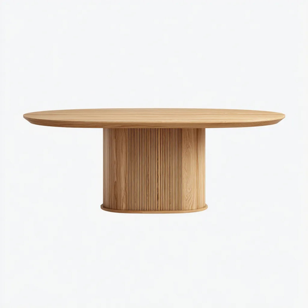 Tavolo da pranzo 200×110×75 cm - rovere chiaro - stile moderno con base scanalata per sala da pranzo