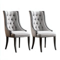 Set 2 sedie da pranzo imbottite 55×61×96 cm - grigio chiaro e nero - schienale alto avvolgente