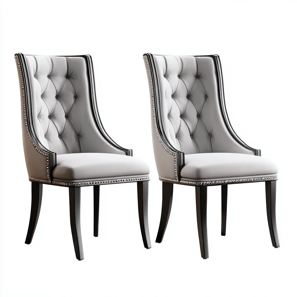 Set 2 sedie da pranzo imbottite 55×61×96 cm - grigio chiaro e nero - schienale alto avvolgente