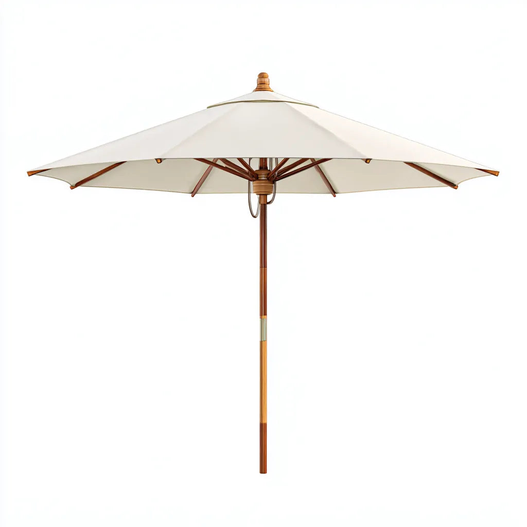 Ombrellone Da Sole Per Esterni 300×300×250 cm - tessuto beige - struttura in legno per area all'aperto