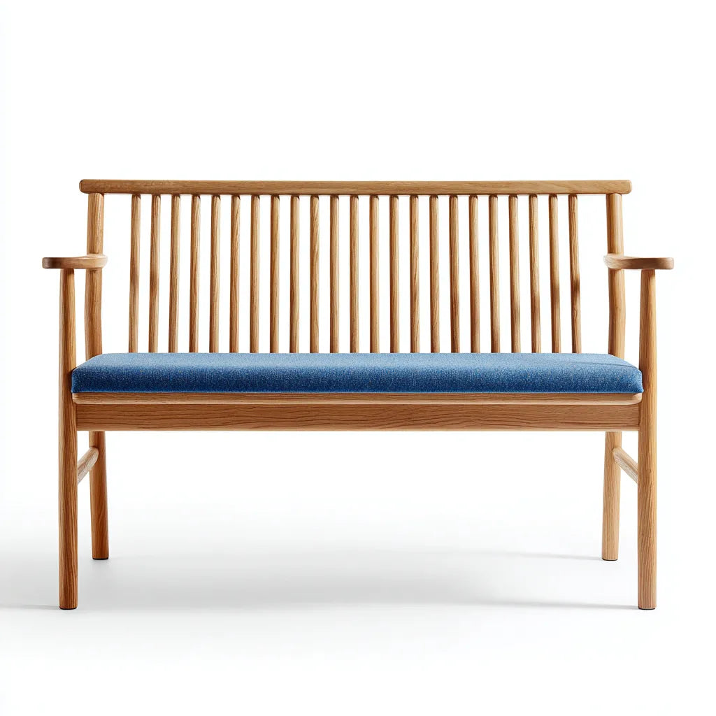 Divano da esterno 150×62×88 cm - naturale blu - legno con schienale a listelli
