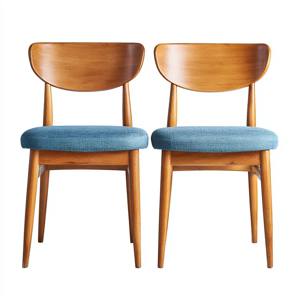 Set 2 sedie da pranzo 49×54×82 cm - legno marrone e tessuto blu - stile nordico