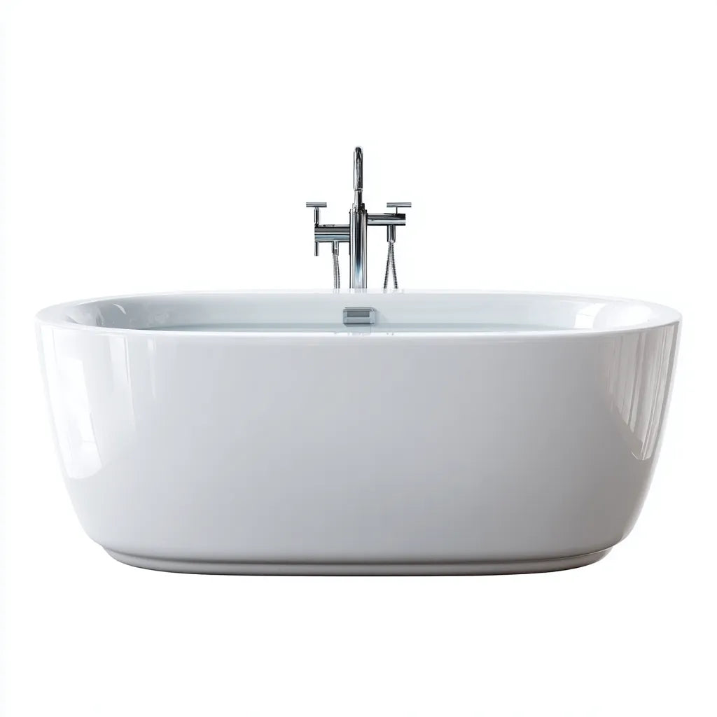 Vasca freestanding ovale in acrilico 170×78×60 cm - bianco - bordo sottile e linea moderna