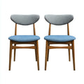 Set 2 sedie da pranzo 50×55×84 cm - legno marrone e tessuto blu grigio - comfort moderno