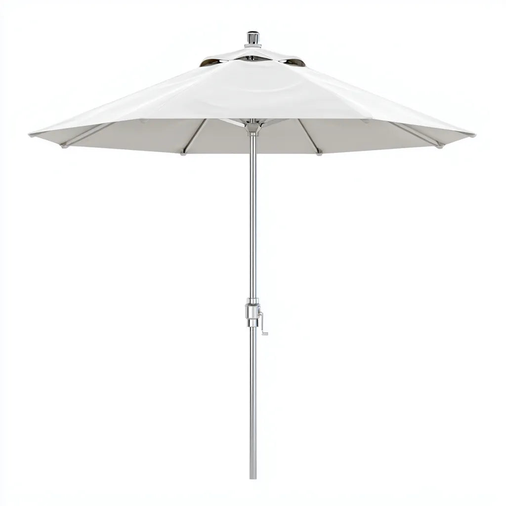 Ombrellone da sole per esterni 280×280×250 cm - bianco e argento - palo centrale regolabile