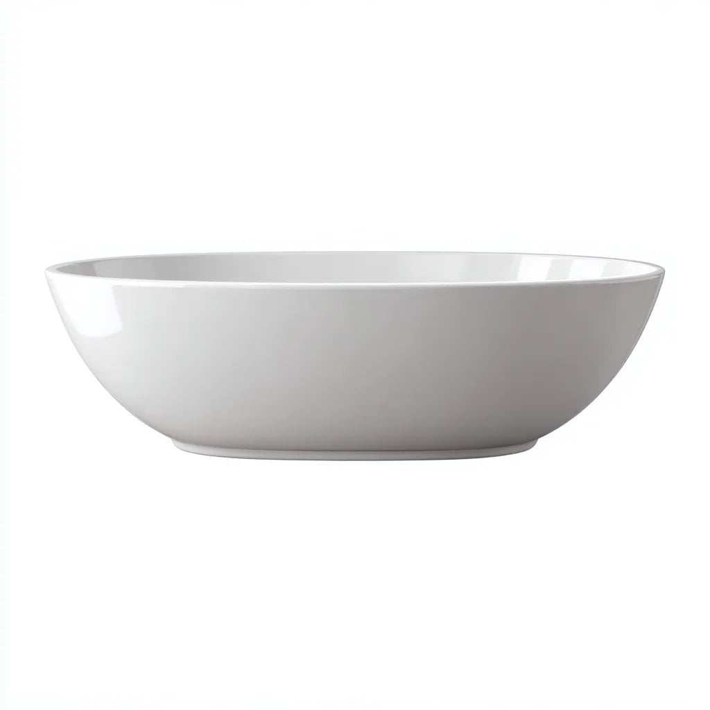 Vasca freestanding ovale in acrilico 160×75×58 cm - bianco - profilo avvolgente per bagno