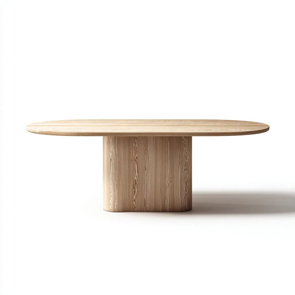Tavolo da pranzo 180×100×75 cm - legno naturale - design ovale con base centrale per sala da pranzo