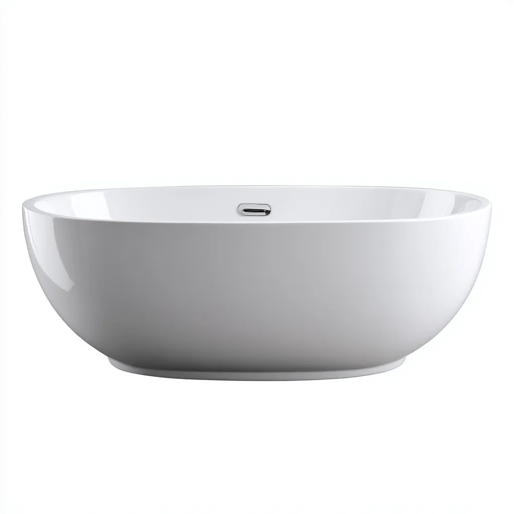 Vasca da bagno freestanding 165×76×56 cm - acrilico bianco - linea ovale minimalista