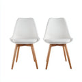 Sedia da pranzo con scocca 50×55×84 cm - bianco e marrone - seduta imbottita stile essenziale