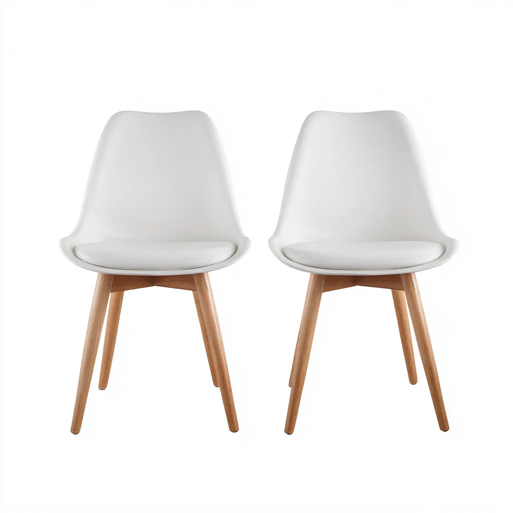 Sedia da pranzo con scocca 50×55×84 cm - bianco e marrone - seduta imbottita stile essenziale