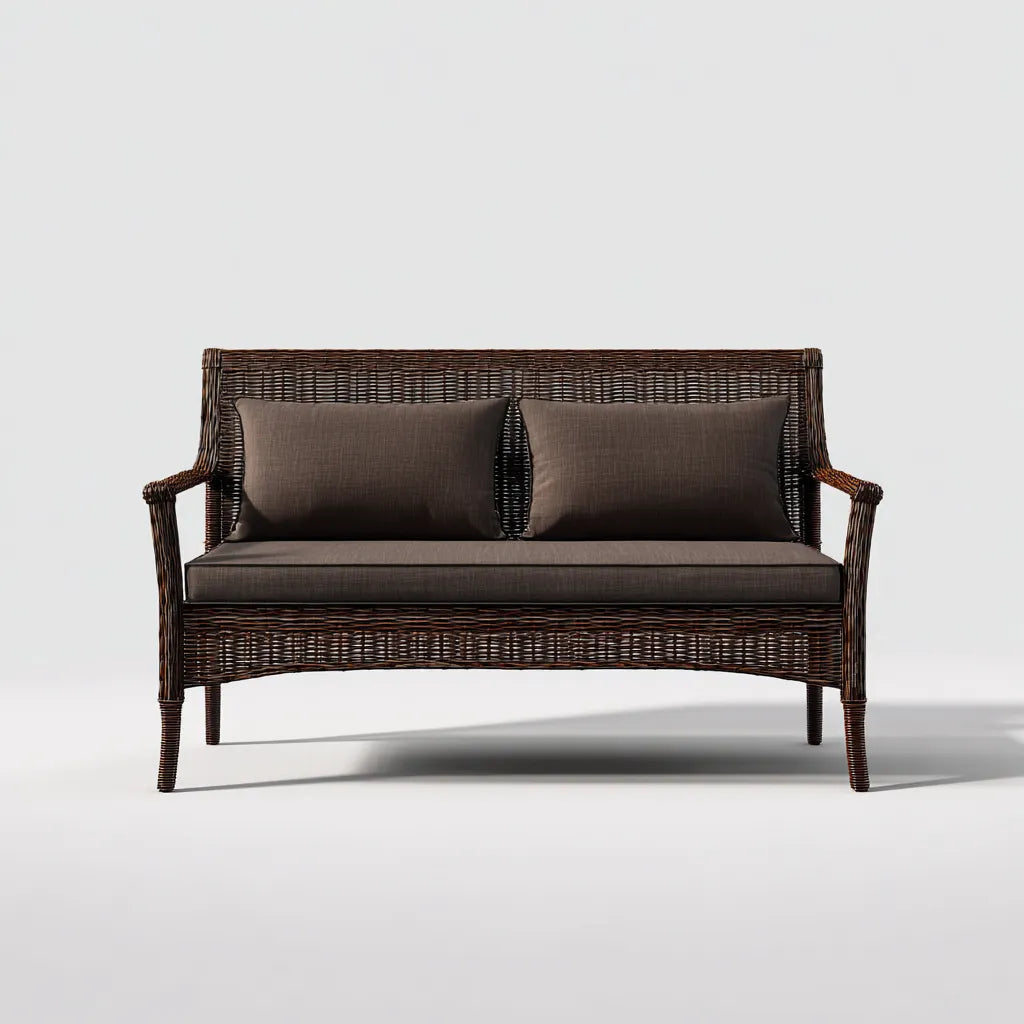 Divano da esterno 158×76×85 cm - marrone - intreccio effetto rattan con schienale alto