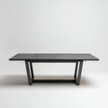 Tavolo da pranzo allungabile 180×90×76 cm - piano effetto pietra nero e metallo - stile moderno