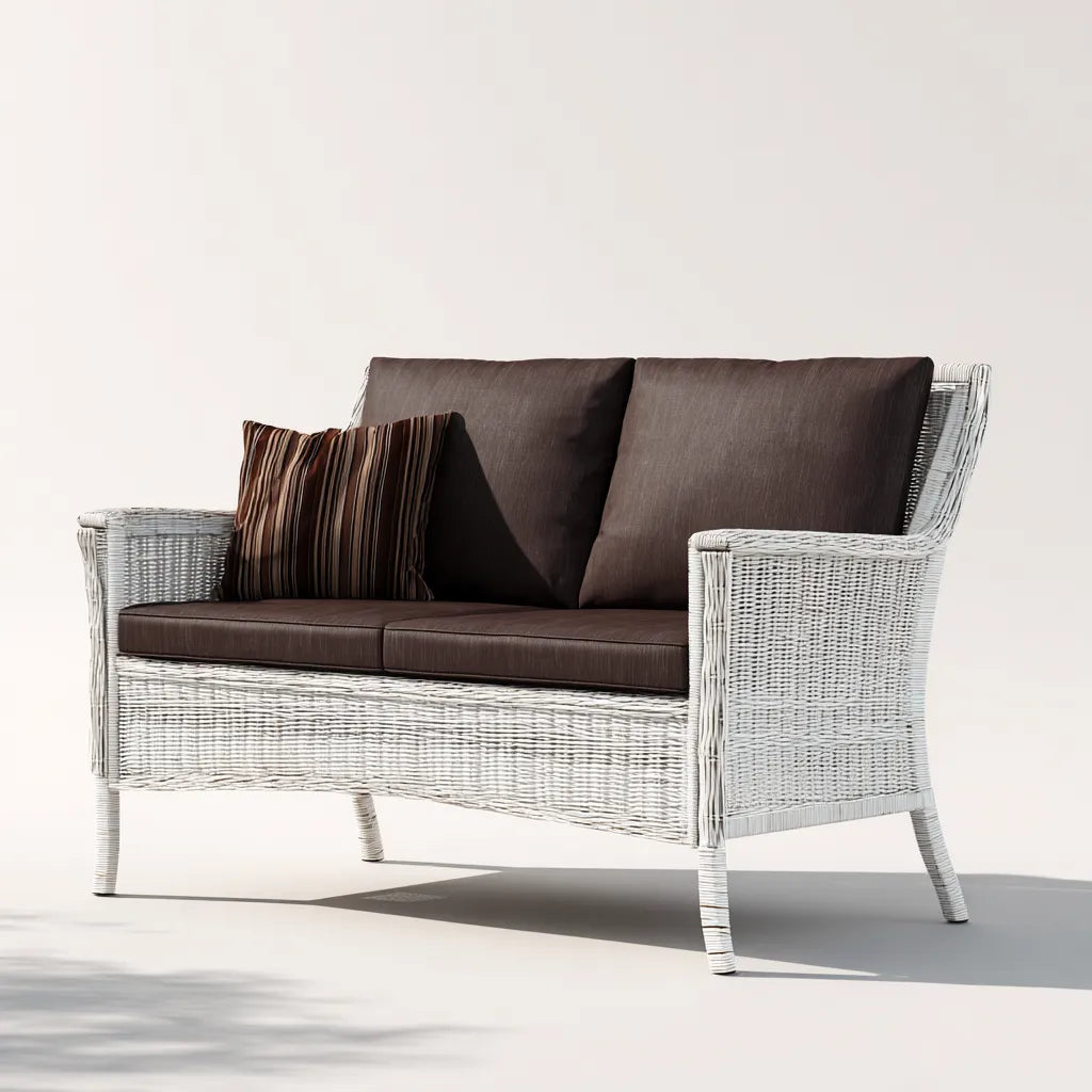Divano Da Esterno 160×80×88 cm - marrone beige - intrecciato in stile naturale per giardino