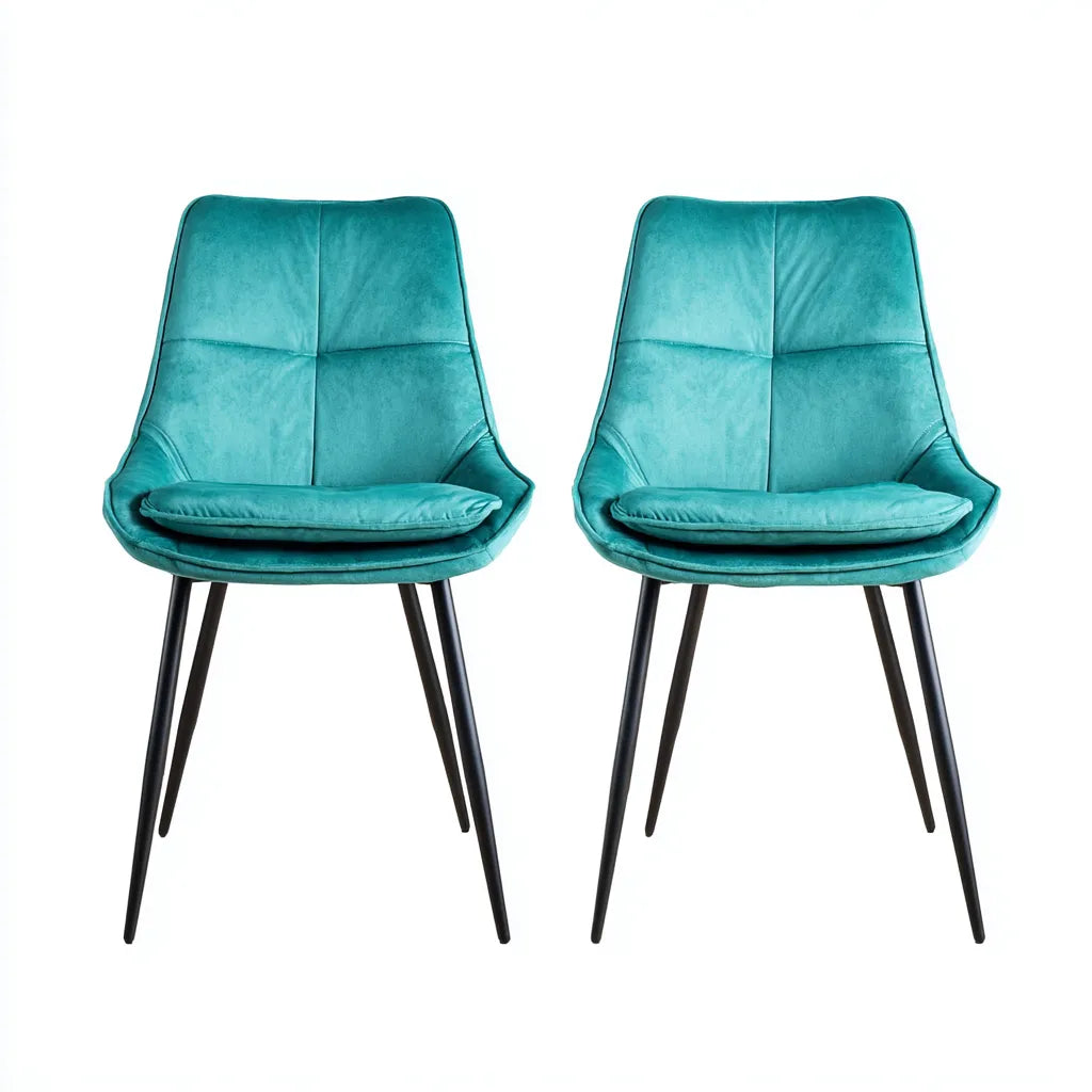 Sedia da pranzo imbottita 53×58×88 cm - turchese e nero - schienale sagomato moderno