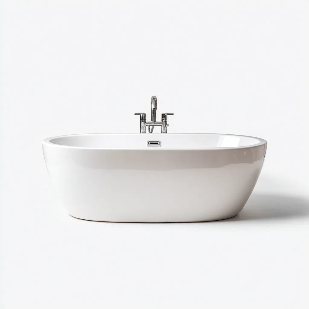 Vasca da bagno freestanding 172×79×59 cm - acrilico bianco - profilo ellittico essenziale