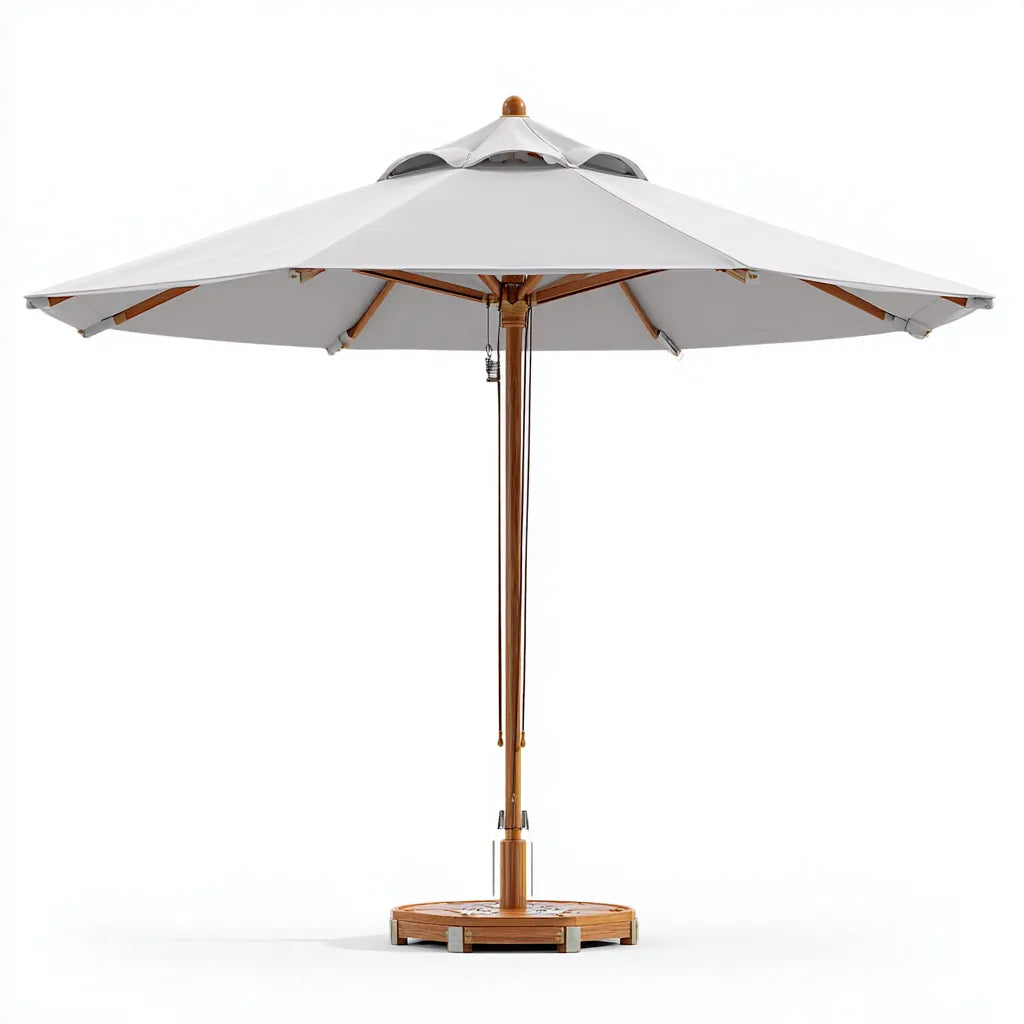 Ombrellone Da Sole Per Esterni 300×300×260 cm - grigio chiaro marrone - in legno con doppio tetto per giardino