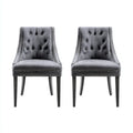 Set 2 sedie da pranzo imbottite 52×60×92 cm - grigio e nero - schienale capitonné elegante